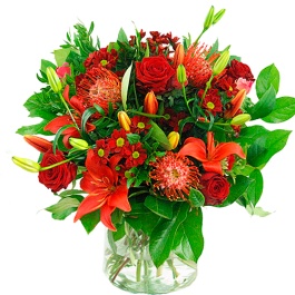 Boeket bloemen in de kleur rood