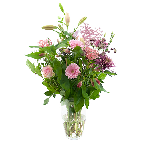valentijn boeket roze