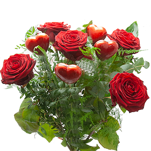 Rode rozen met hartjes