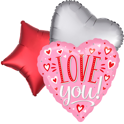 Ballonboeket Love you! pink