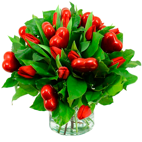 Boeket liefdes tulpen